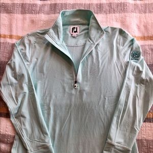 Footjoy 1/2 zip. Light green/white stripe. Sz S